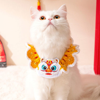 Festive Knit Cat Collar - Handmade Xmas & New Year Pet Gift canrusupet