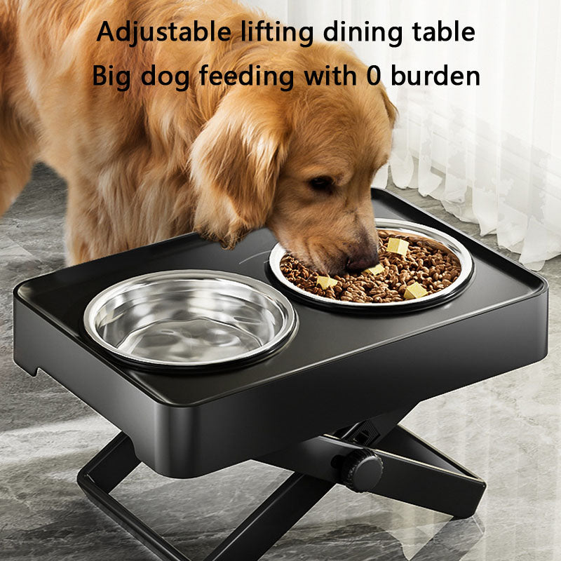 Adjustable Stainless Dog Bowl Elevated Double for Large Dogs canrusupet
