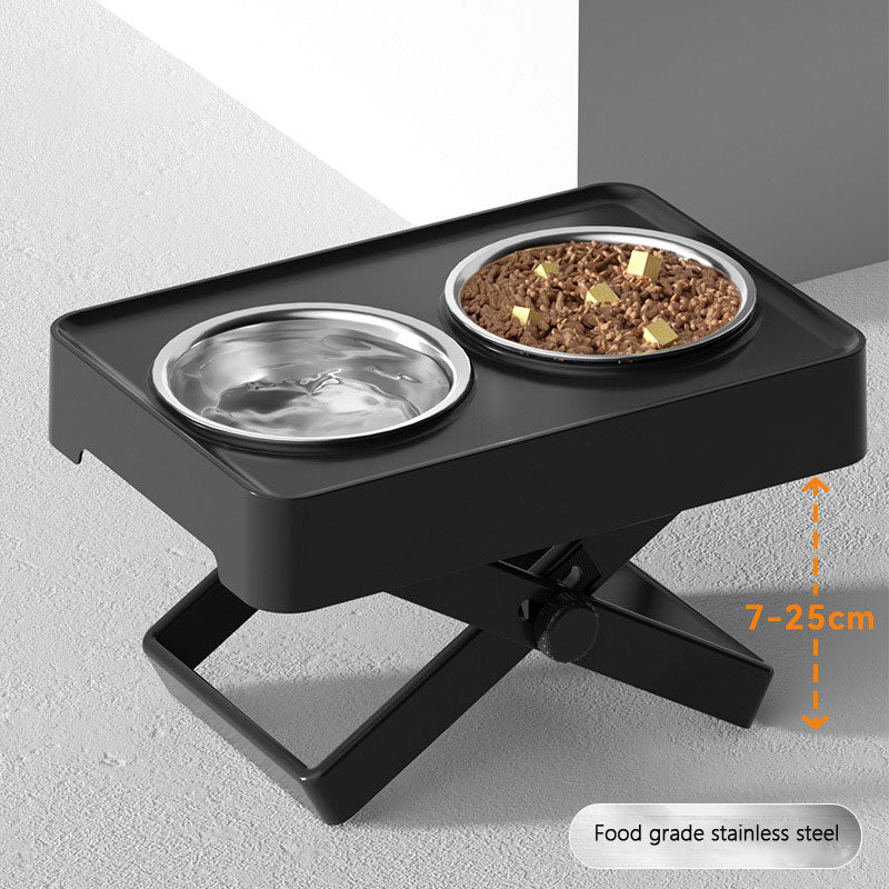 Adjustable Stainless Dog Bowl Elevated Double for Large Dogs canrusupet