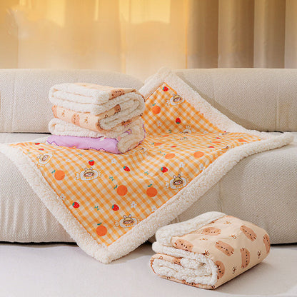 Thickened Lamb Wool Cartoon Style Dog Blanket For Pet canrusupet