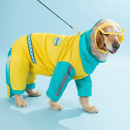 Waterproof Dog Raincoat For Large Dogs - Color-Block Design canrusupet