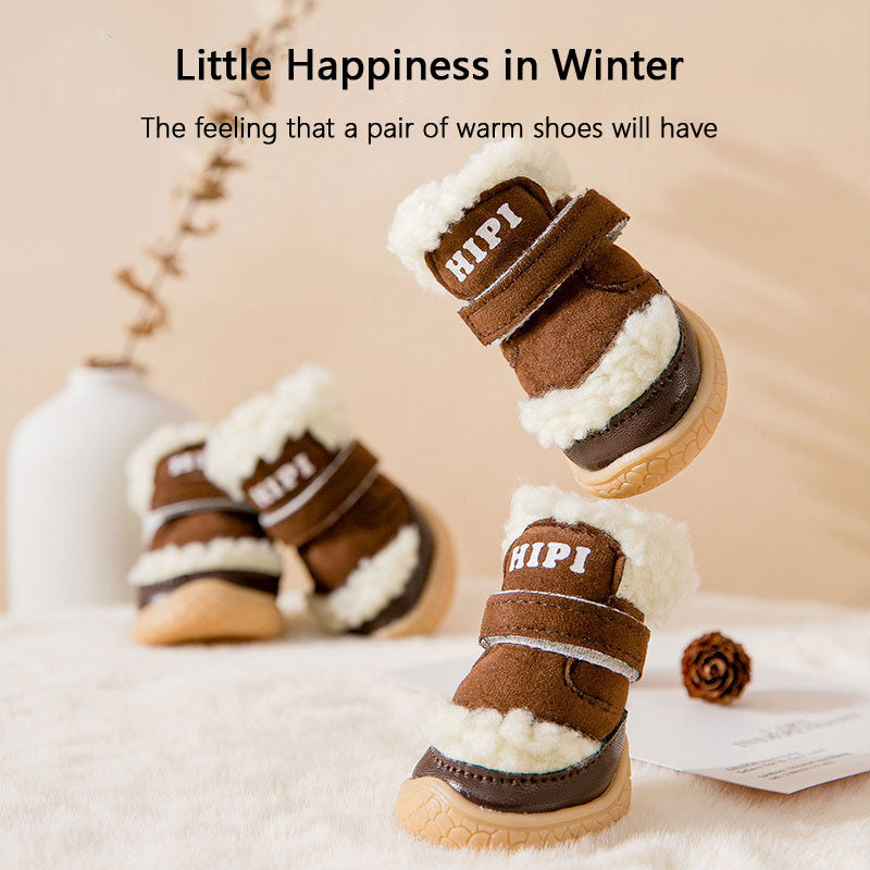 Dog Boots Winter - Sherpa Non-Slip Shoes For Small Dogs canrusupet