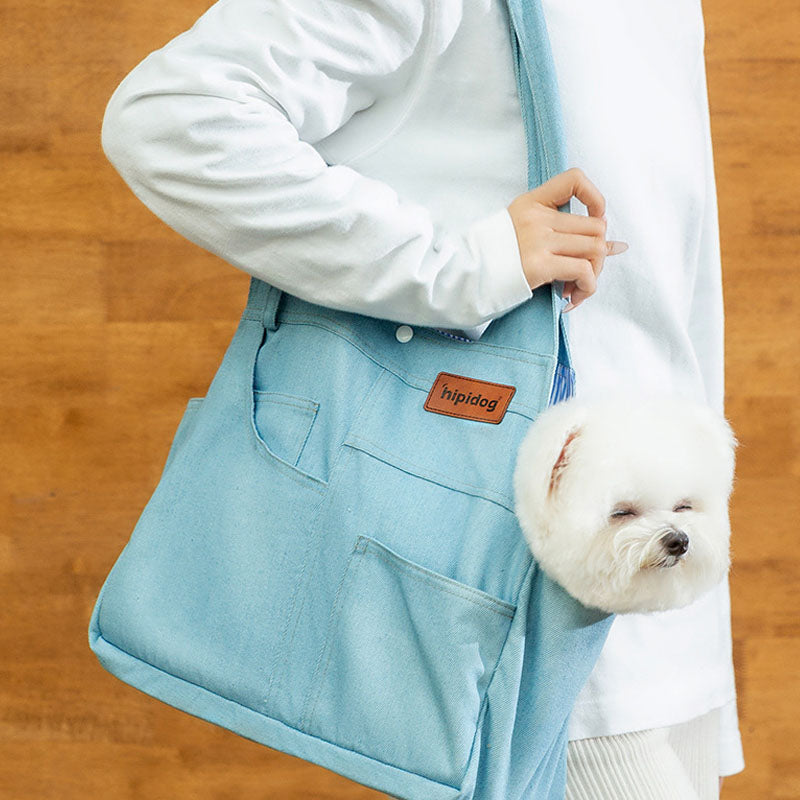 Pet Carrier Bag For Dogs: Spacious Denim Crossbody Backpack canrusupet
