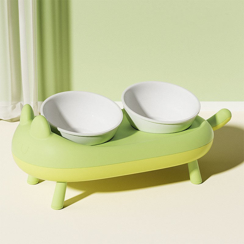 Ceramic Elevated Dog Bowl - Anti-Tip Double Bowl For Pets