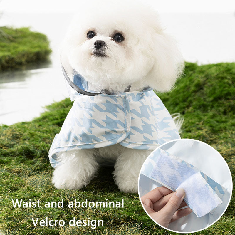 Waterproof Dog Raincoat - Houndstooth Cape For Small Dogs canrusupet