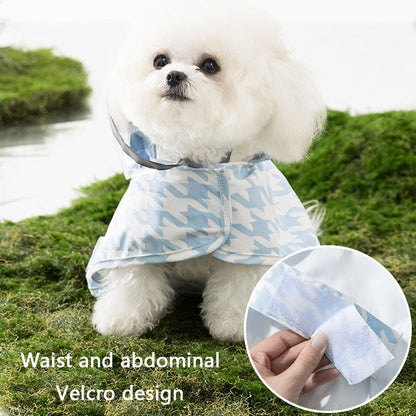 Waterproof Dog Raincoat - Houndstooth Cape For Small Dogs canrusupet