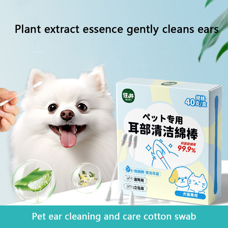 Cleaning Ears Dogs Kit - Cotton Swabs & Solution canrusupet
