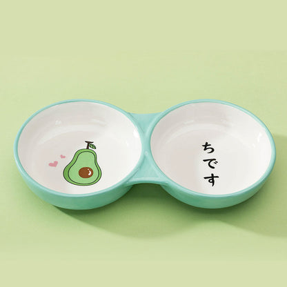 Ceramic Double Bowl Style Dog Bowl For Cats Dogs canrusupet