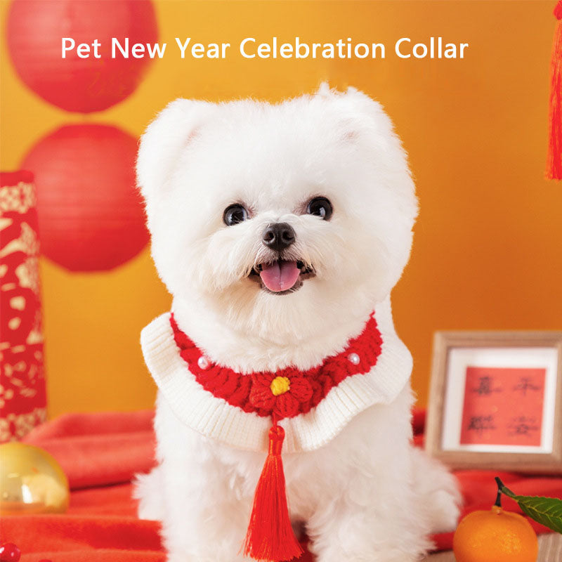 Adjustable Knitted Cat Collar - Christmas & New Year Festive canrusupet