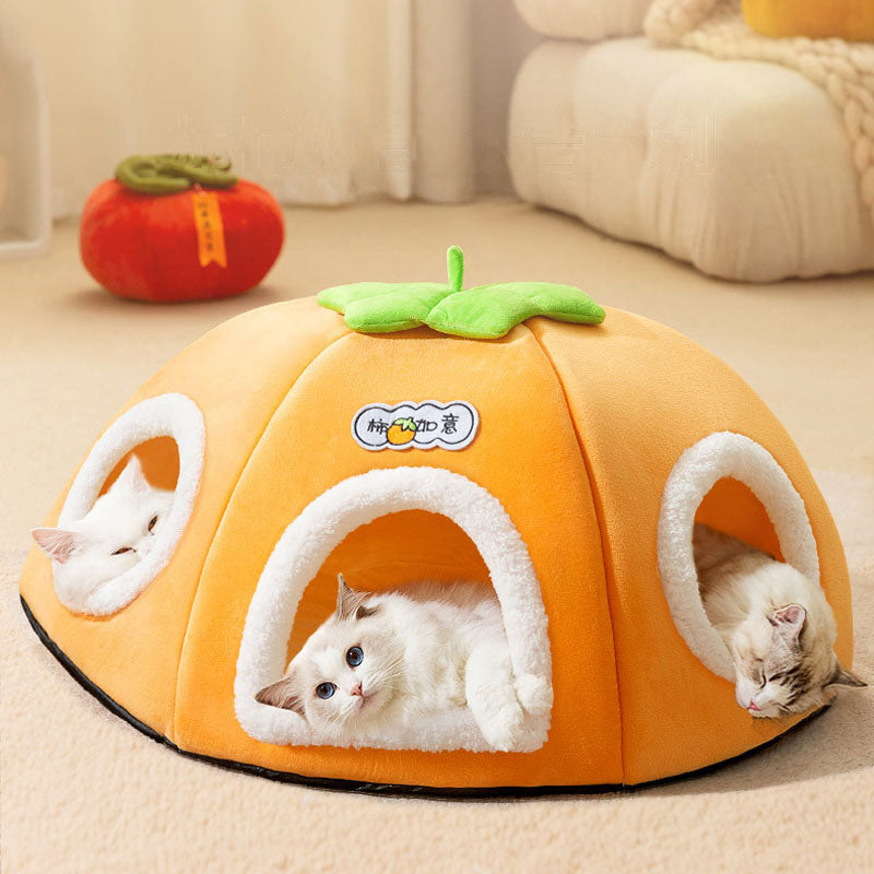 Persimmon Ruyi Style Multiple Openings Cat Bed canrusupet
