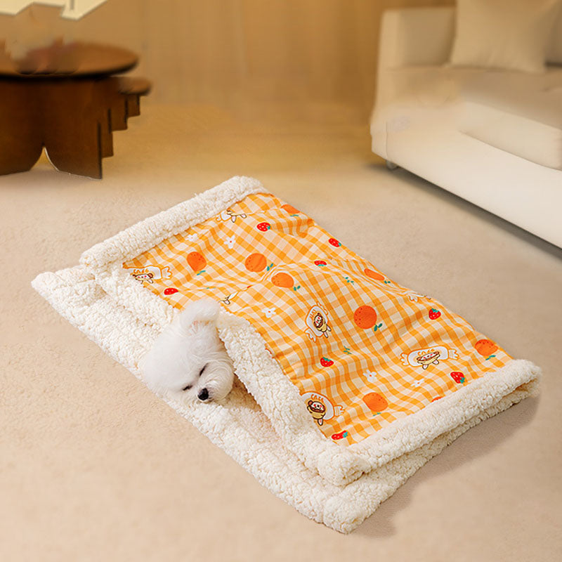 Thickened Lamb Wool Cartoon Style Dog Blanket For Pet canrusupet