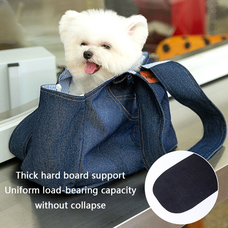 Pet Carrier Bag For Dogs: Spacious Denim Crossbody Backpack canrusupet