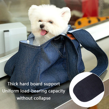 Pet Carrier Bag For Dogs: Spacious Denim Crossbody Backpack canrusupet