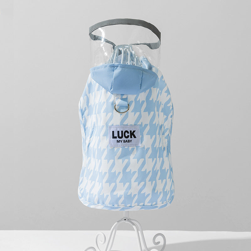 Waterproof Dog Raincoat - Houndstooth Cape For Small Dogs canrusupet