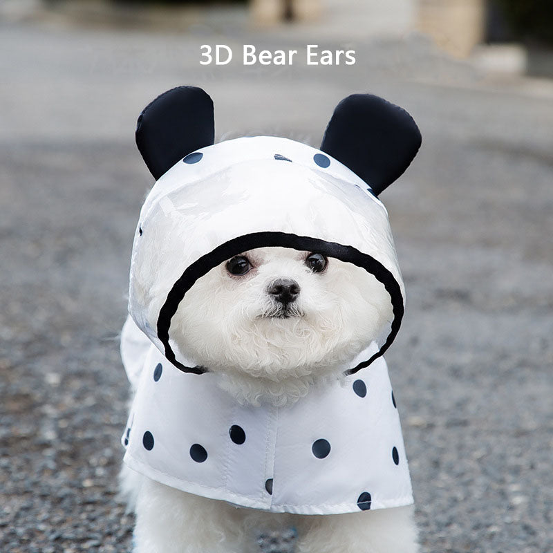 Dog Raincoat Waterproof, Polka Dot Bear Pet Cape Coat canrusupet