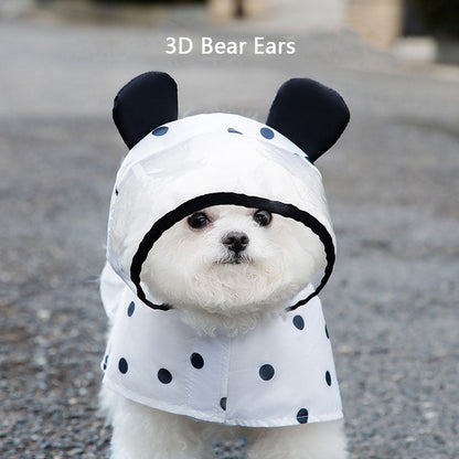 Dog Raincoat Waterproof, Polka Dot Bear Pet Cape Coat canrusupet