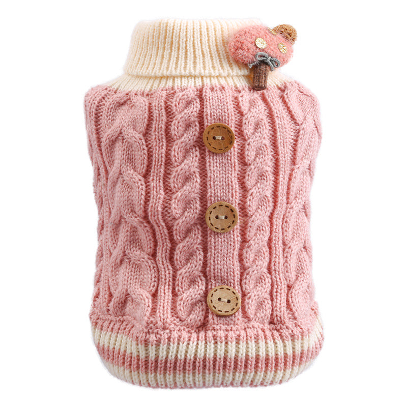 Dog Or Cat Clothes Sweater With Twist Buttons - canrusupet