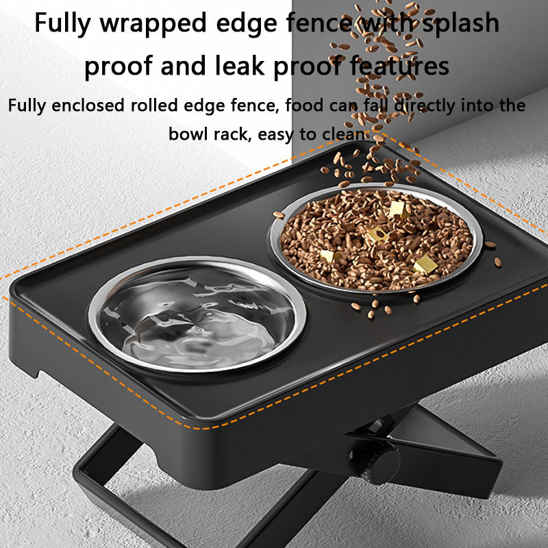 Adjustable Stainless Dog Bowl Elevated Double for Large Dogs canrusupet