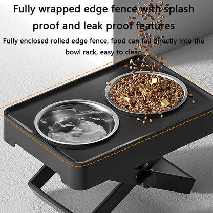 Adjustable Stainless Dog Bowl Elevated Double for Large Dogs canrusupet
