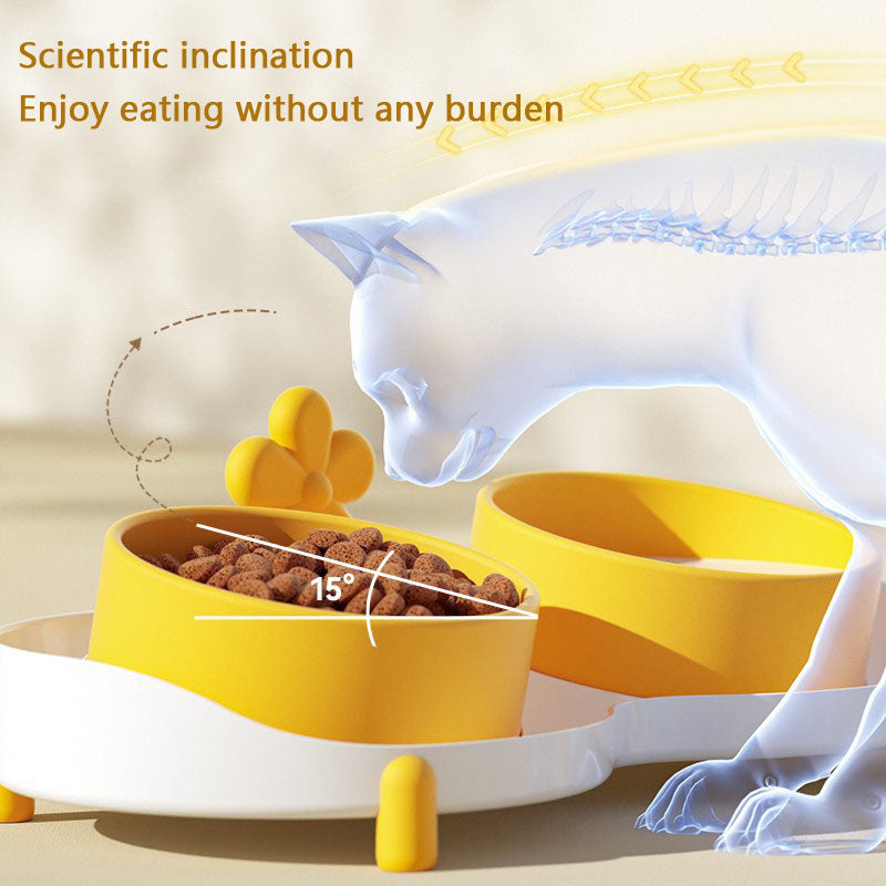 Ceramic Elevated Dog Bowl - Anti-Tip Double Bowl For Pets