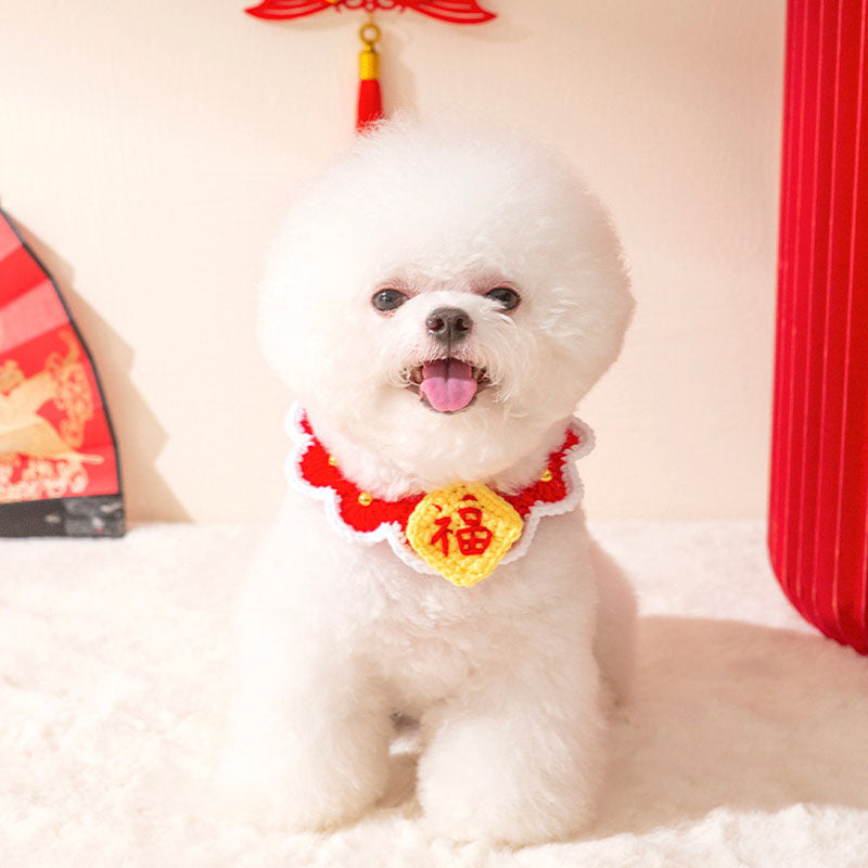 Festive Knit Cat Collar - Handmade Xmas & New Year Pet Gift canrusupet