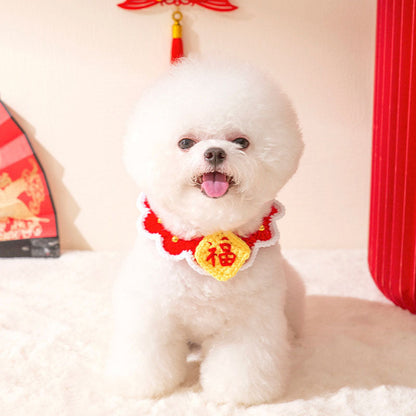 Festive Knit Cat Collar - Handmade Xmas & New Year Pet Gift canrusupet