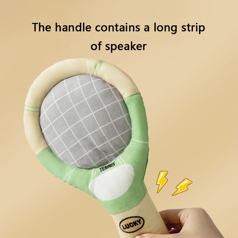 Squeaky Dog Chew Toys - Tennis Ball & Racket Set For Puppies canrusupet