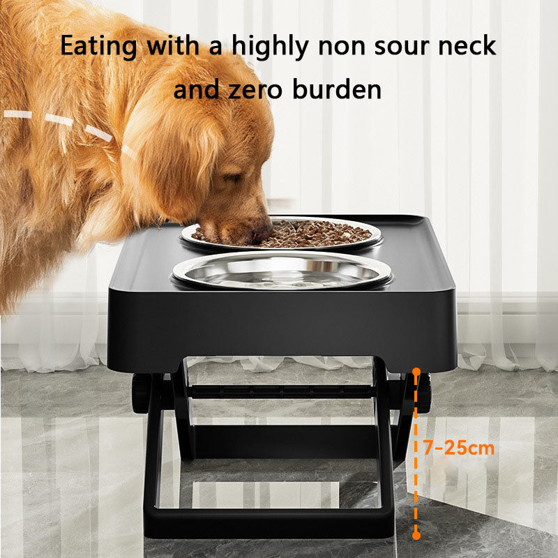 Adjustable Stainless Dog Bowl Elevated Double for Large Dogs canrusupet