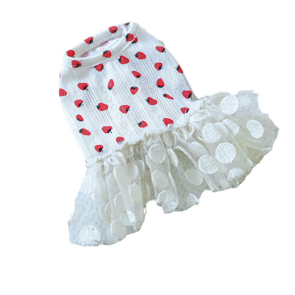 Dog Or Cat Clothes Strawberry Polka Dot Dress - canrusupet