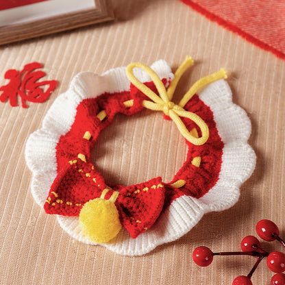 Adjustable Knitted Cat Collar - Christmas & New Year Festive canrusupet