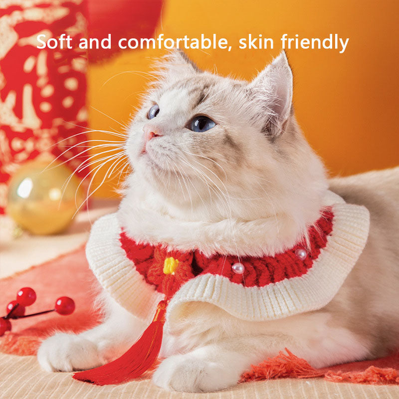 Adjustable Knitted Cat Collar - Christmas & New Year Festive canrusupet