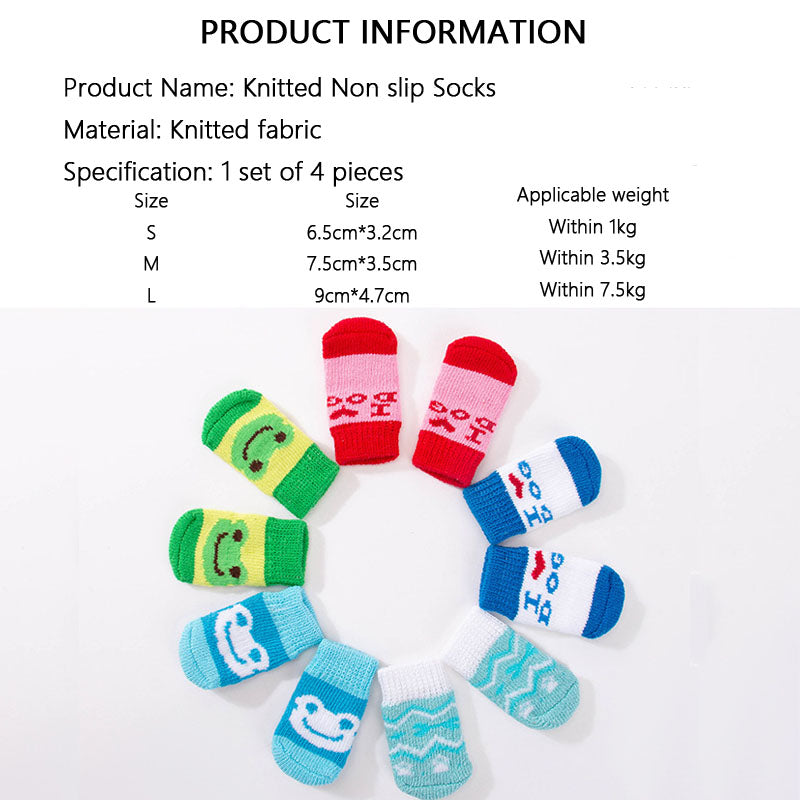 Non-Slip Knit Sock Boots For Dogs - Small/Medium Breeds Dogs canrusupet