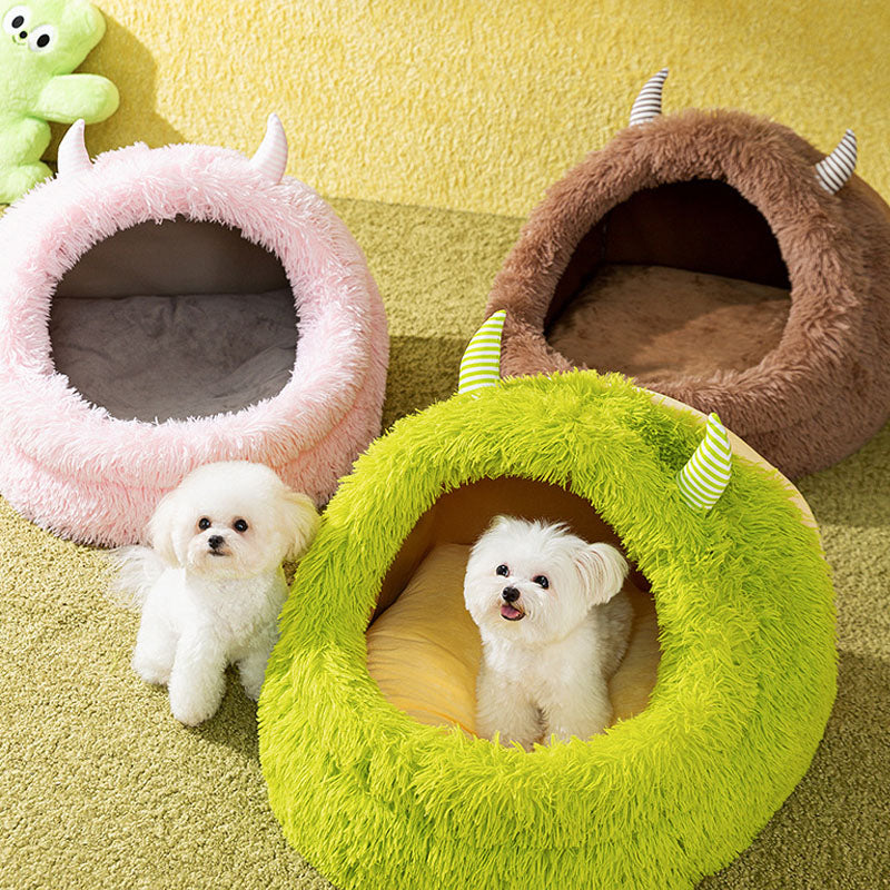 Long Haired Monster Style Dog Kennel For Small Dogs Cats canrusupet