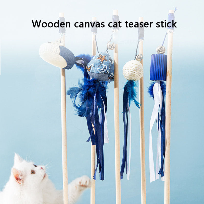 Interactive Cat Toys With Feather & Canvas - Teaser Wand canrusupet