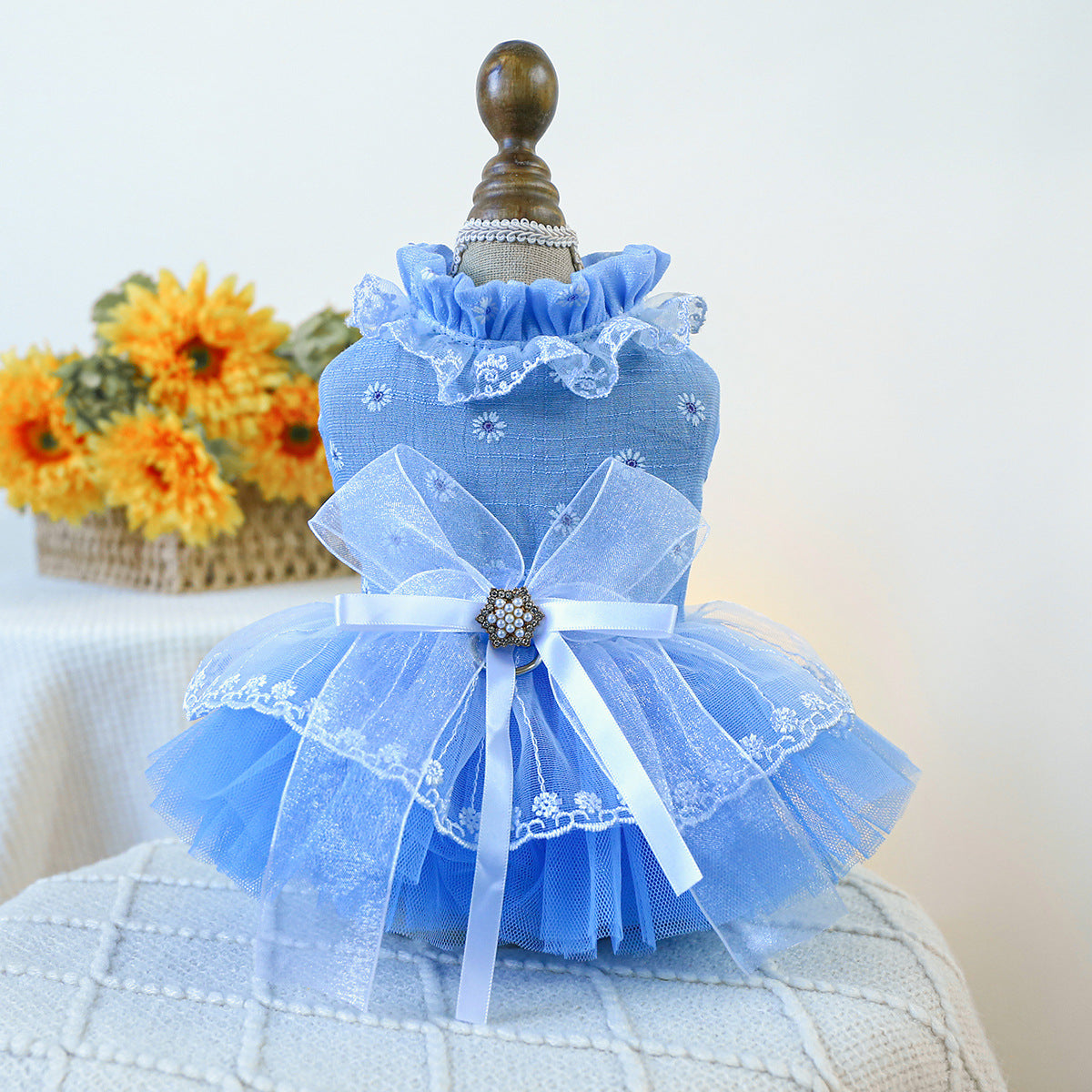 Pet Dog Clothes Waltz Tulle Skirt with bow-knot - canrusupet