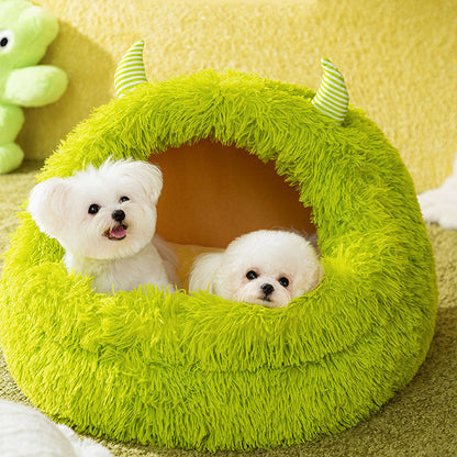 Long Haired Monster Style Dog Kennel For Small Dogs Cats canrusupet