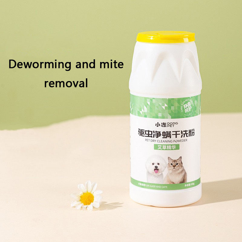 Dog Bath Dry Shampoo Powder - No-Rinse Deodorizing For Pet canrusupet