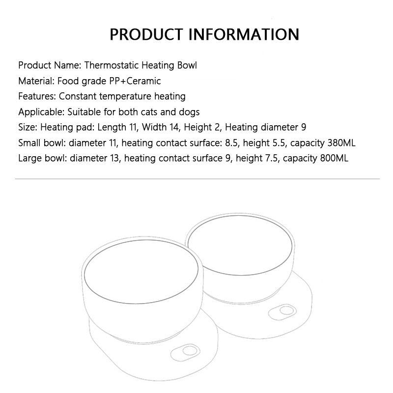 Heated Ceramic Dog Bowl - Adjustable Temp Control Pet Bowl canrusupet