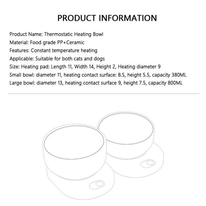 Heated Ceramic Dog Bowl - Adjustable Temp Control Pet Bowl canrusupet