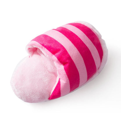 Striped Plush Squeaky Dog Toy Slippers - Durable Chew Toys canrusupet