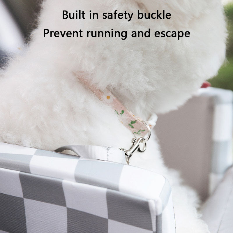 Dog Car Seat Plaid Travel Bed, Portable Pet Carrier For Cars canrusupet