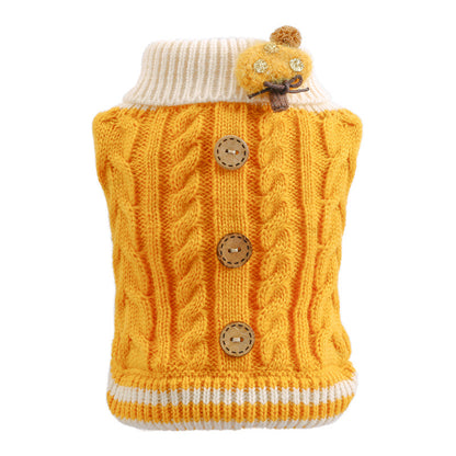 Dog Or Cat Clothes Sweater With Twist Buttons - canrusupet