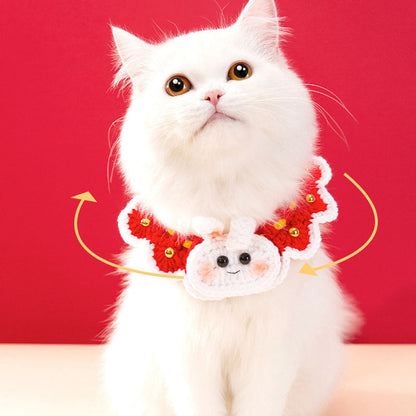 Festive Knit Cat Collar - Handmade Xmas & New Year Pet Gift canrusupet