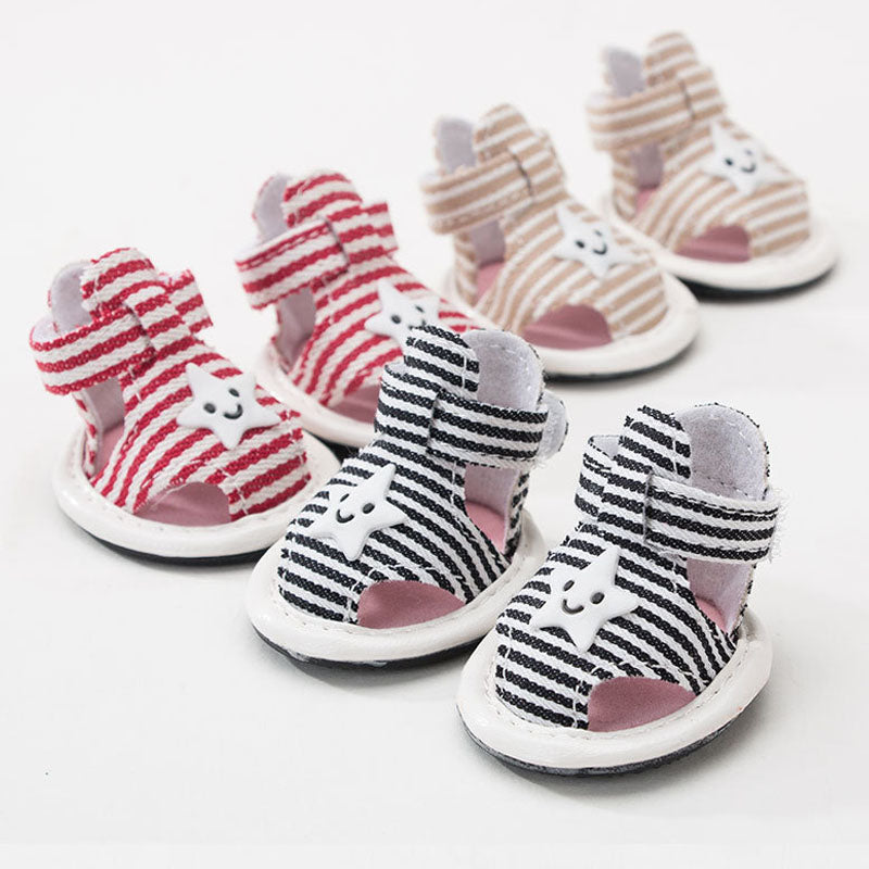 Breathable Dog Boots For Small Dog | Striped Canvas Soft-Sole canrusupet