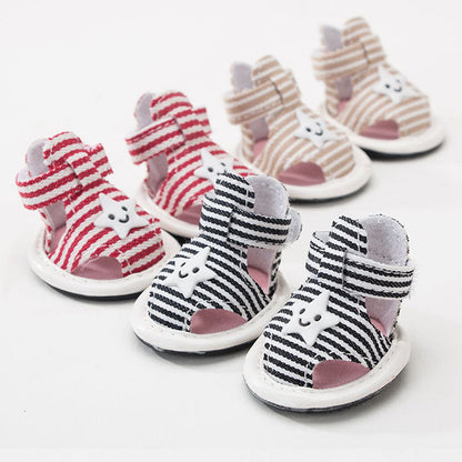 Breathable Dog Boots For Small Dog | Striped Canvas Soft-Sole canrusupet