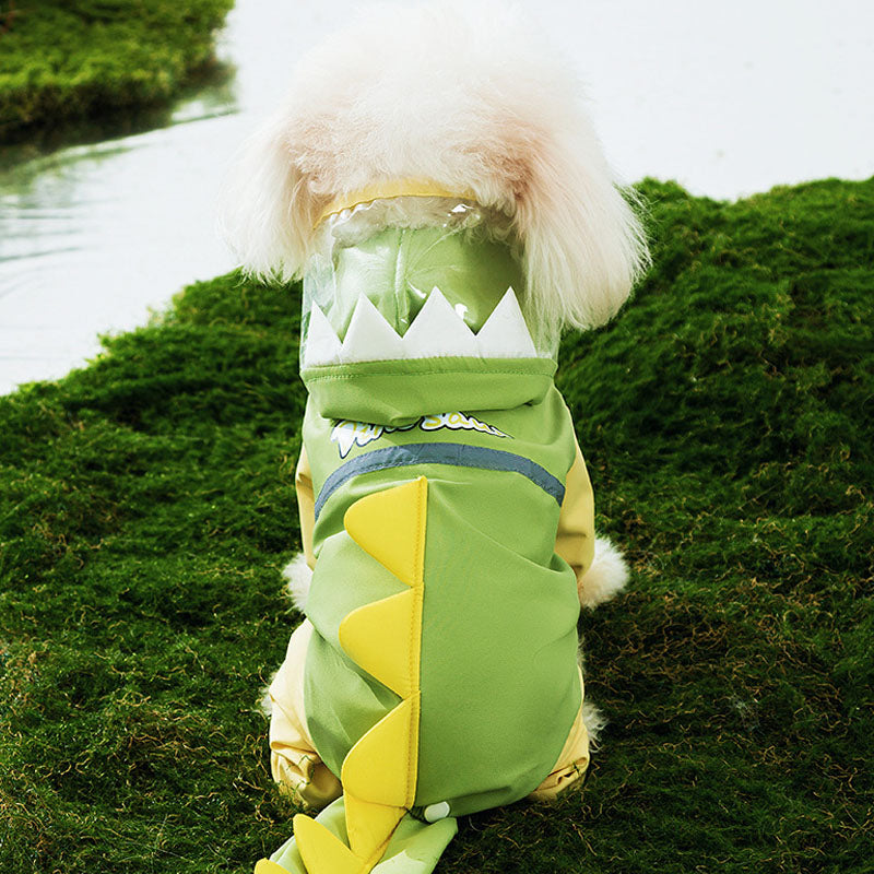 4-Leg Dog Raincoat Tail Protector - Dino Style Waterproof canrusupet