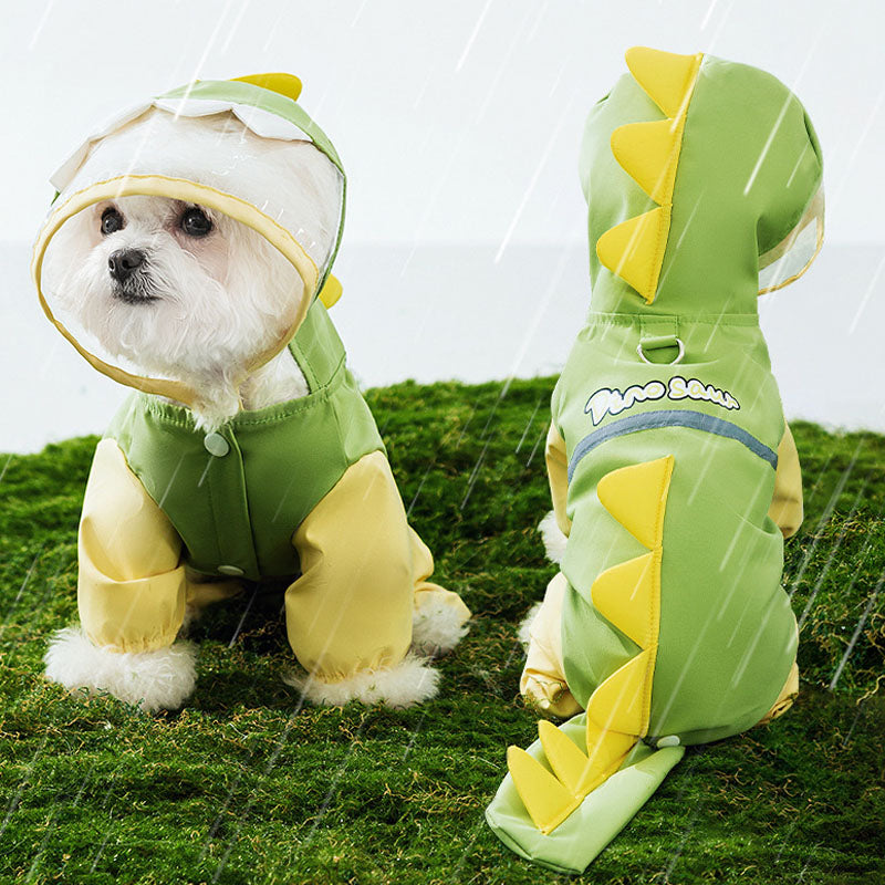 4-Leg Dog Raincoat Tail Protector - Dino Style Waterproof canrusupet