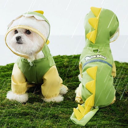 4-Leg Dog Raincoat Tail Protector - Dino Style Waterproof canrusupet