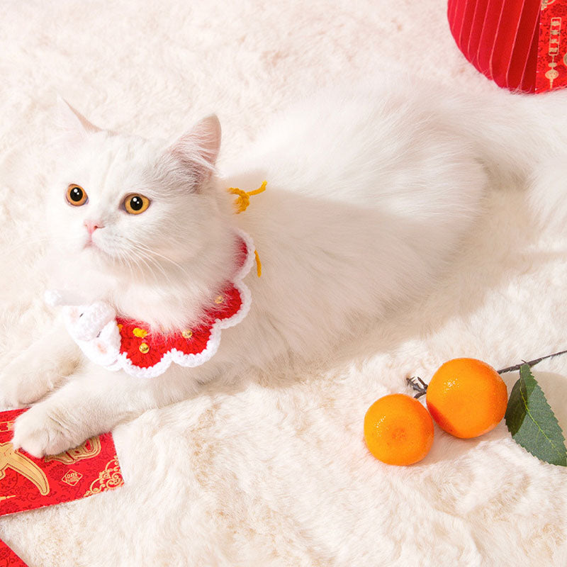 Festive Knit Cat Collar - Handmade Xmas & New Year Pet Gift canrusupet