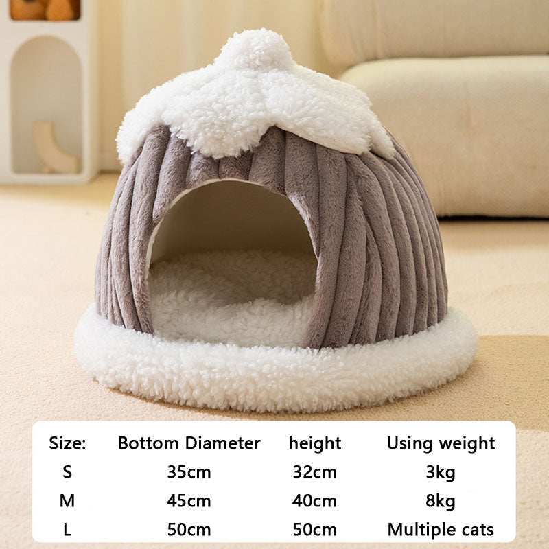 Arctic Snowhouse Enclosed Pumpkin Style Cat Bed For Pet canrusupet